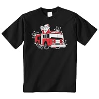 Threadrock Big Boys' Fire Truck Santa Claus Youth T-Shirt