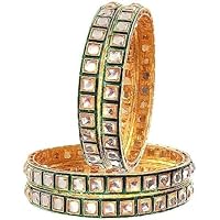 ndian Gold Tone Polki Kundan Bangles Bracelet Kada Set Ethnic Wedding Gifting Jewellery For Women & Girls