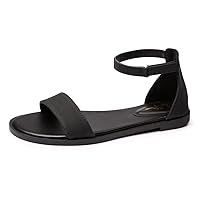 LM Women's Flat Sandals Open Toe One Band Ankle Strap Sandals Casual Summer Flat Sandals