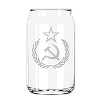 Communist Flag Etched 5 Ounce Beer Can Taster Glass