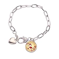 Red Yellow White Cup Sushi Japan Heart Chain Bracelet Jewelry Charm Fashion