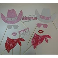 11 Pc Photo Booth Party Props Mustache on a Stick Western Theme Party Cowboy Hat