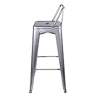 GIA 30-Inch Bar Height Low Back Metal Stool, Silver