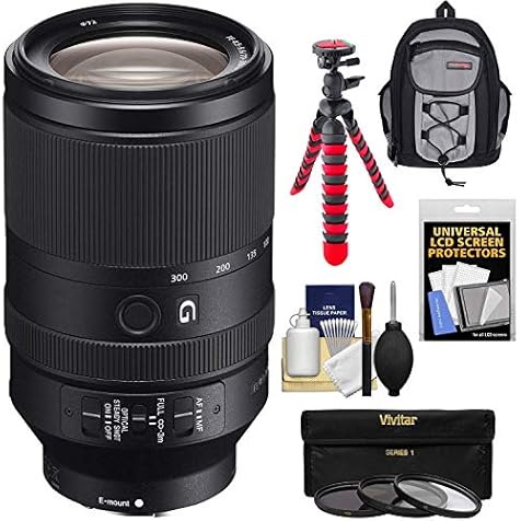 Sony Alpha E-Mount FE 70-300mm f/4.5-5.6 G OSS Zoom Lens with 3 Filters + Backpack Case + Flex Tripod + Kit for A7, A7R, A7S Mark II Cameras