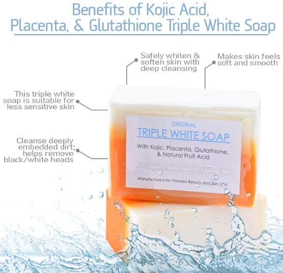 Beyond Perfection 12 Bars of Kojic Acid, Placenta, & Glutathione Triple Lightening/bleaching Soap Appx. 150gms