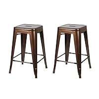 GIA 24-Inch Counter Height Backless Metal Stool Chair, Set of 2, Coffee