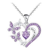 I Love You Lavender Crystal Heart Necklace