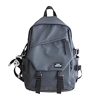 Aesthetic Backpack Trendy Y2K Japanese Harajuku Techwear Punk College Bag 15.6 Inch Laptop Cool Waterproof Rucksack (Grey,One Size)