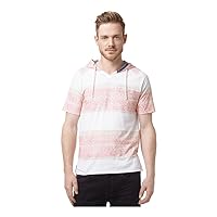 Buffalo David Bitton Mens Striped Hooded Graphic T-Shirt, Red, Small