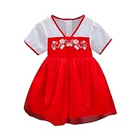 Chinese Baby Outfits Summer Infant New Flower Embroidery Antique Hanfu Fashion Girls Flower Dresses Cheongsam Dress for Kids