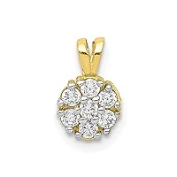 10k Yellow Gold Polished Small CZ Cubic Zirconia Simulated Diamond Flower Charm Pendant Necklace Measures 10x7mm Wide Jewelry for Women