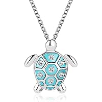 Turtle Pendant Imitation Opal Necklace Zircon Clavicle Chain Women's Jewellery Gift Accessories, Blue Durable Design