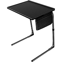 TV Tray Table, Folding TV Dinner Table Comfortable Folding Table with 3 Tilt Angle Adjustments for Eating Snack Food, Stowaway Laptop Stand,Black