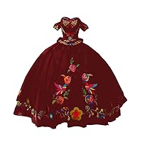 Detachable Sleeves Red Gold Embroidered Ball Gown Quinceanera Dress 2024 Mexican Black Cocktail Prom Dress