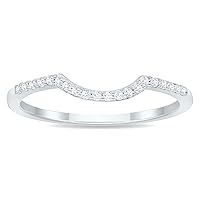 Women's 1/10 Carat TW Curved Diamond Wedding Band in 10K White Gold