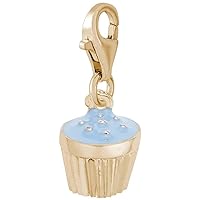 Rembrandt Charms Cupcake Charm with Lobster Clasp, 10K Yellow Gold