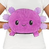 TeeTurtle - Original Reversible Big Axolotl Plushie - Purple + Black - Huggable and Soft Sensory Fidget Toy Stuffed Animals That Show Your Mood - Gift for Kids and Adults!