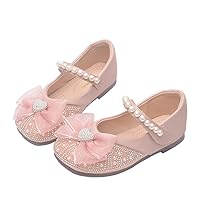 Girls Ballerina Dress Shoes with Bow Glittler Flower Wedding Party Princess Mary Jane Flats for Toddler/Little Kid
