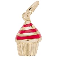 Rembrandt Red Cupcake Charm, 10K Yellow Gold