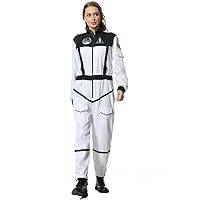Astronaut Costume Women Pilot Space Suit Adult Spaceman Jumpsuit Coverall Outfit for Halloween