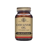 Cod Liver Oil, 250 Softgels - Supports Healthy Immune System, Healthy Eyes & Vision & Bone Health - Vitamin A & D Supplement -, Gluten Free, Dairy Free - 250 Servings