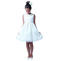 Big Girls' Darling Flower & Dot Embroidered Organza Dress with Collar