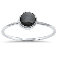 Round Black Onyx .925 Sterling Silver Ring