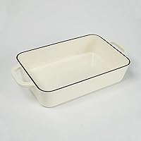 Enameled Cast Iron Baker Dish Rectangle Roaster pan Creamy White…