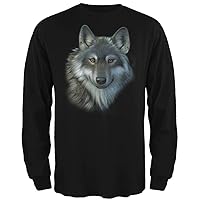 Timber Wolf Face Mens Long Sleeve T Shirt