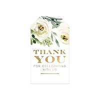 White Floral Favor Thank You Tags / 100 Thank You for Celebrating with Us Wedding Favor Gift Tags / 2