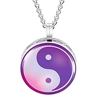 Wild Essentials Yin Yang Enamel Finish Essential Oil Diffuser Necklace Gift Set - Includes Aromatherapy Pendant, 24