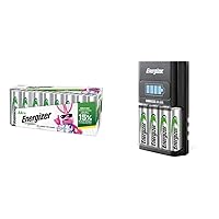 Energizer Rechargeable AA Batteries, Recharge Universal Double A Battery Pre-Charged, 16 Count & 1 Hour Battery Charger for AA Batteries and AAA Batteries with 4 Rechargeable AA Batteries
