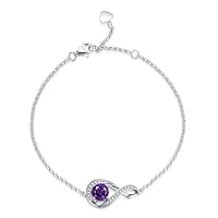 GEMLANTO Sterling Silver Cubic Zirconia Bracelet April Birthstone Bracelets for Women, Anniversary Birthday Mother's Day Jewellery Gifts for Women Mothers, Adjustable Chain