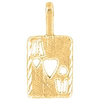 Silver Playing Cards, Ace Of Hearts Pendant | 14K Yellow Gold-plated 925 Silver Playing Cards, Ace Of Hearts Pendant