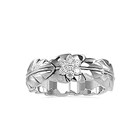 Certified Leaf Shape Ring in 14K White/Yellow/Rose Gold with 0.13 Ct Round Natural Diamonds Wedding Ring for Women | Natural Diamond Ring for Her | Anniversary Ring for Her (Color-Clarity: IJ-SI)