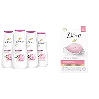 Body Wash Renewing Peony and Rose Oil 4 Count for Renewed & Beauty Bar Gentle Skin Cleanser Pink 6 Bars Moisturizing for Soft Care More Than Soap 3.75 oz