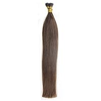 16''-22''Remy Stick tip Human Hair Extensions Straight Keratin Fusion I-tip Hair Extensions 1g/s 100s(20'',#06 Dark Chocolate Brown)