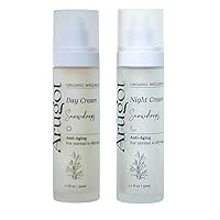 Snowdrops Organic Antiaging Day Cream & Night Cream Bundle | Revitalizing & Collagen Boosting Facial Lotion | 50 ml each