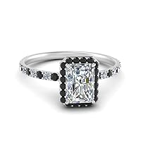 Choose Your Gemstone Radiant Cut Halo Diamond CZ Ring sterling silver Radiant Shape Petite Engagement Rings Everyday Jewelry Wedding Jewelry Handmade Gifts for Wife US Size 4 to 12