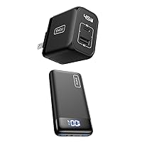 INIU I623 USB C Charger (45W, Dual Port USB+USB C) & B5 Portable Charger, [A+C] GaN PD Dual Port Type C Charger Fast Charging Block & 22.5W 20000mAh Power Bank Fast Charging