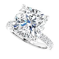 JEWELERYIUM 6 CT Cushion Cut Colorless Moissanite Engagement Ring, Wedding/Bridal Ring Set, Solitaire Halo Style, Solid Sterling Silver Vintage Antique Anniversary Promise Ring Gift for Her