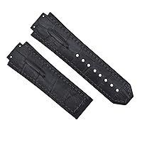 Ewatchparts 28MM LEATHER BAND STRAP COMPATIBLE WITH 48MM HUBLOT BIG BANG CERAMIC F1 KING POWER BLACK