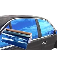 Reflective Car Window Tint Film - One Way Window Mirror Glass Shield Automotive Tinting Sun Blocking Anti UV Heat Control for Car SUV Truck Tractor Boat House Blue 40 Inches x 10 Feet