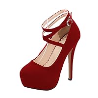 Womens Show Shoes High Heel Pumps Wedding Bride Party Dress Sandals Slip On Round Toe Body Strap Body Strap Red 9 US