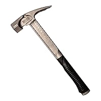 Pro Series Titanium Hammer with Over-Molded No-Slip Rubber Grip - 14 oz, Construction Grade, Dual Side Nail Pullers, Smooth Faced - BH14TIS
