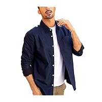 Autumn 100% Cotton Men Shirts, Fleece Warm Oxford Business Casual Shirt, Long Sleeve Top Plus Size