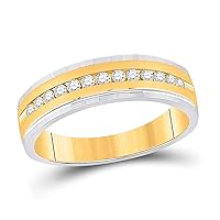 The Diamond Deal 10kt Two-tone Gold Mens Round Diamond Wedding Single Row Band Ring 1/3 Cttw