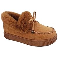 Comfortable Thick Plush Warm Sports Shoes, Casual Fashion Flat Bottom Boots, Lovely Winter Warm Fur Lined Ankle Boots, Round Head Snow Boots, Ladies (Brown,5.5)