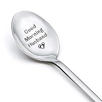 Good Morning Husband Spoon Gifts from Wife Husband Anniversary Engagement Gifts for Him Couples Gifts for Husband Birthday Gift Ideas for Men Spouse Hubby Coffee Gifts for Christmas Wedding Valentines