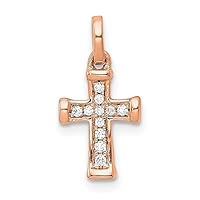 14k Rose Gold Small 1/20ct. Diamond Latin Religious Faith Cross Pendant Necklace Measures 16x7mm Wide Jewelry for Women